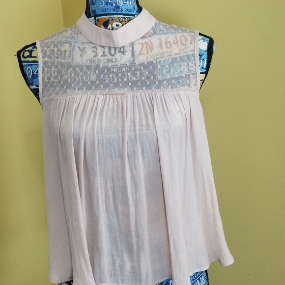 Forever21 Contemporary Sleeveless Cream Pleated Top Back Zipper Size Large - Picture 1 of 8